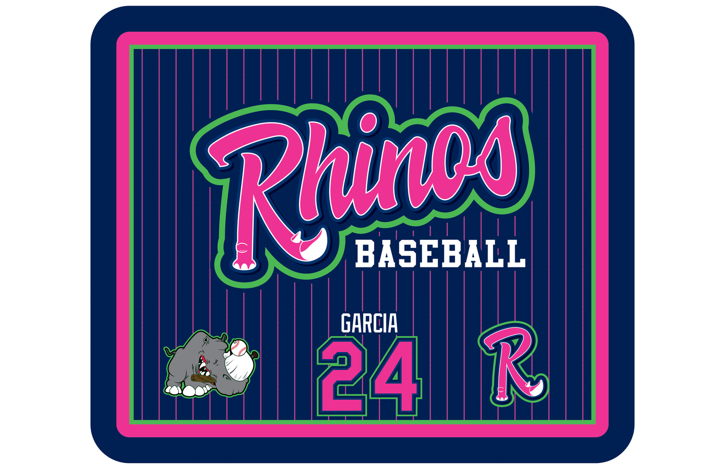 Rhinos BCA Sherpa Blanket - NAVY/PINK PINSTRIPE