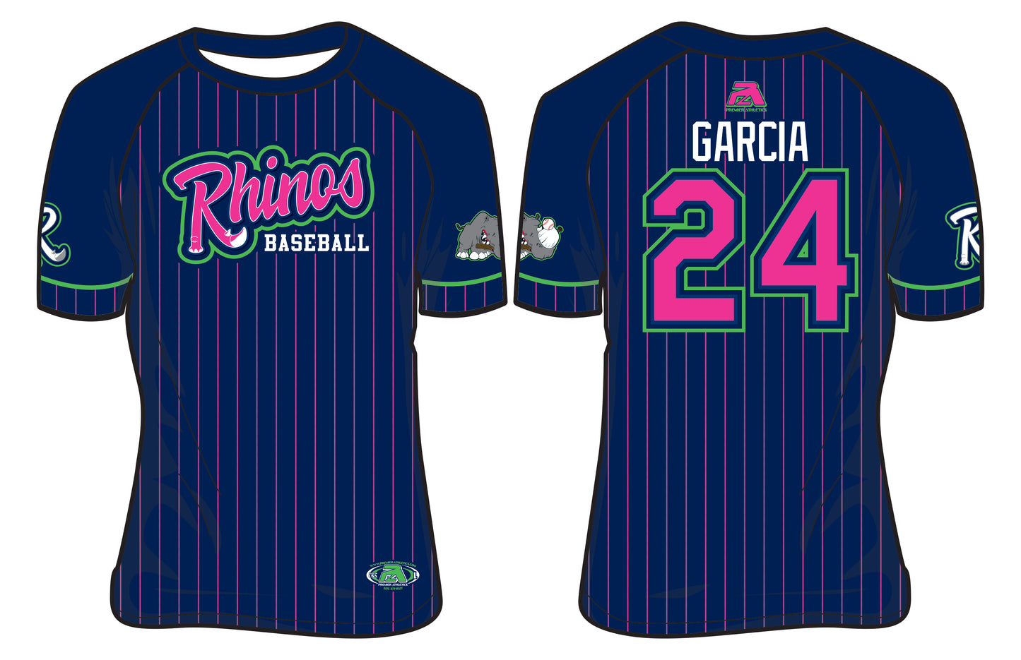 Rhinos BCA Jersey - NAVY/PINK PINSTRIPE