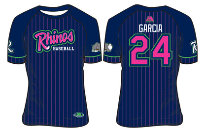 Rhinos BCA Jersey - NAVY/PINK PINSTRIPE