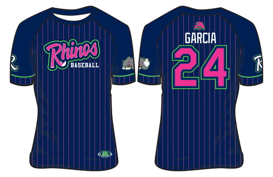 Rhinos BCA Jersey - NAVY/PINK PINSTRIPE