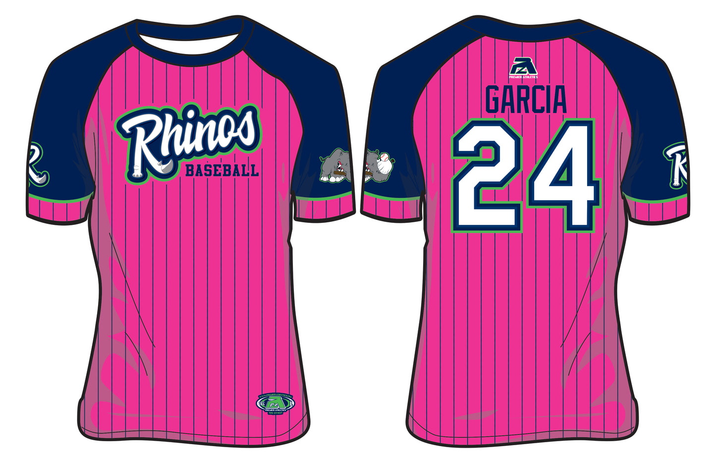 Rhinos BCA Jersey - PINK/NAVY PINSTRIPE