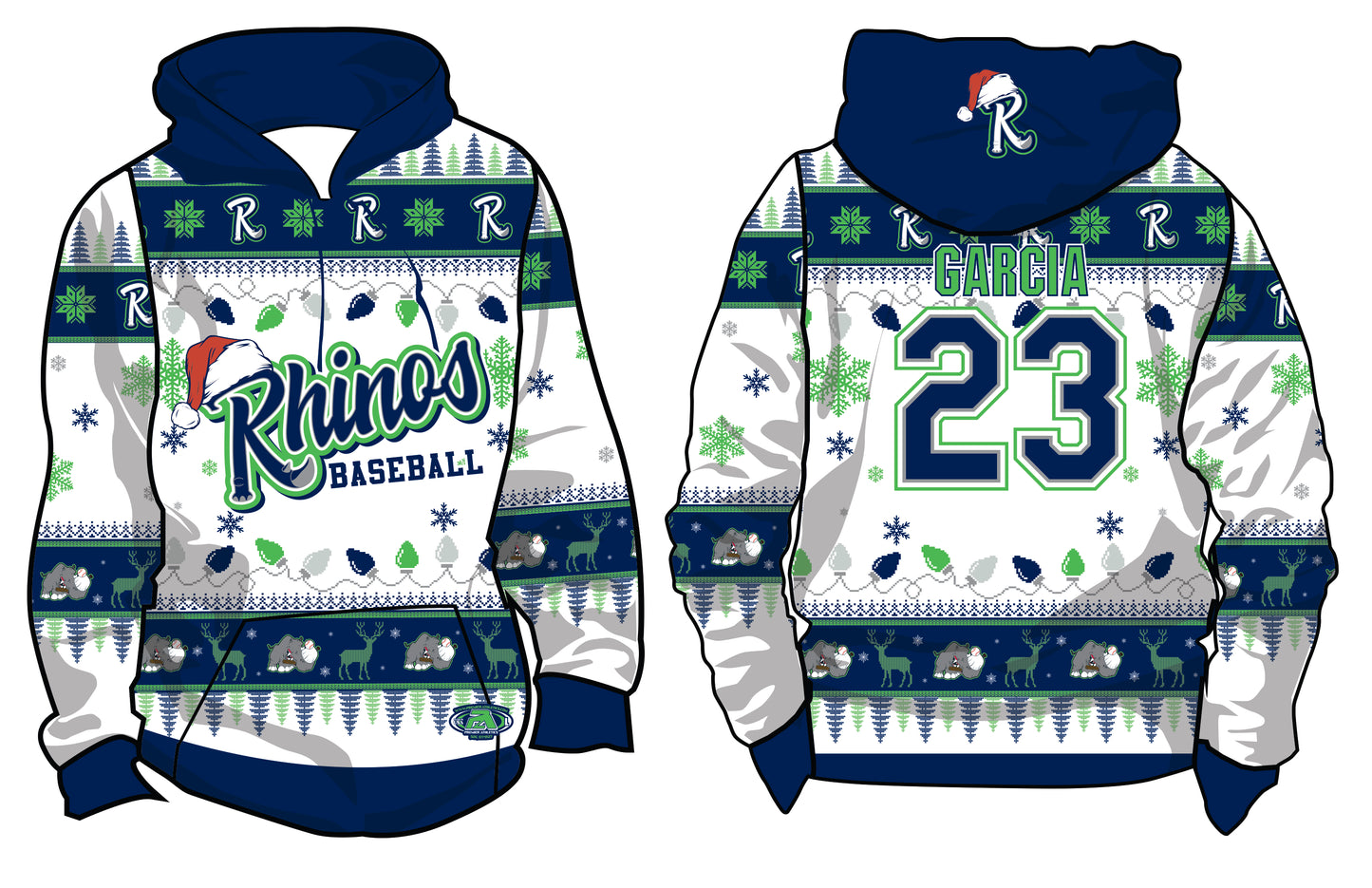 Rhinos Ugly Sweater Hoodie - White