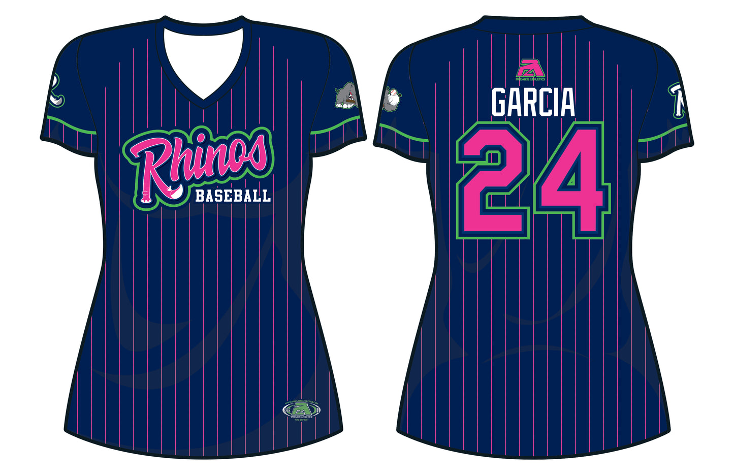 Rhinos BCA Jersey - NAVY/PINK PINSTRIPE