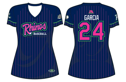 Rhinos BCA Jersey - NAVY/PINK PINSTRIPE