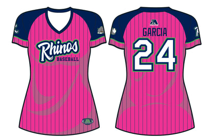 Rhinos BCA Jersey - PINK/NAVY PINSTRIPE