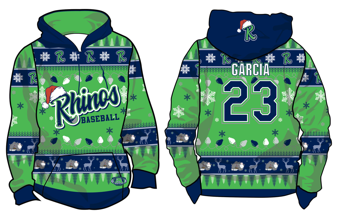 Rhinos Ugly Sweater Hoodie - Flo Green