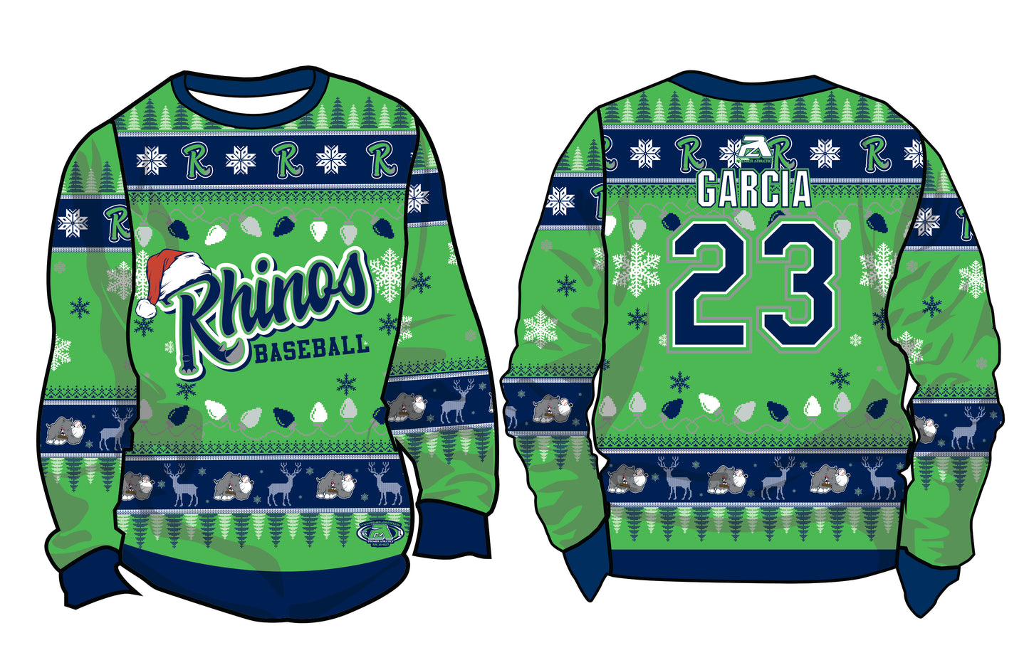 Rhinos Ugly Sweater Crewneck - Flo Green