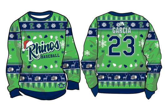 Rhinos Ugly Sweater Crewneck - Flo Green