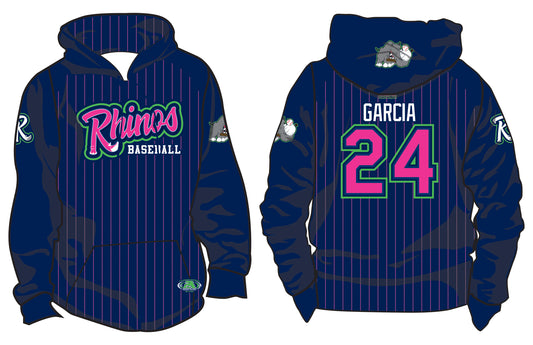 Rhinos BCA Hoodie - NAVY/PINK PINSTRIPE
