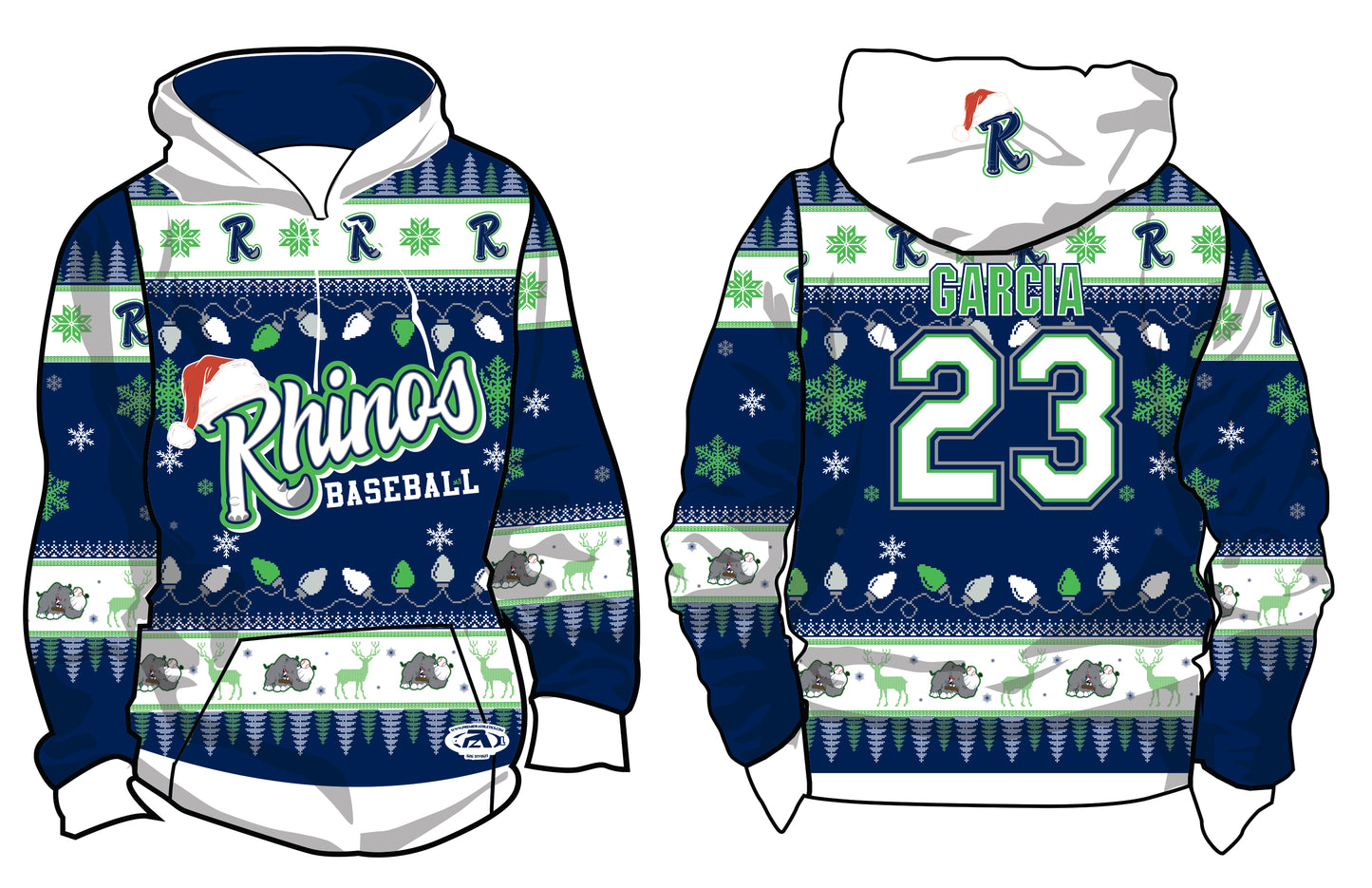 Rhinos Ugly Sweater Hoodie - Navy