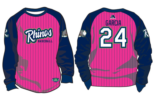 Rhinos BCA Crewneck - PINK/NAVY PINSTRIPE