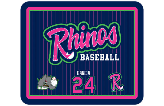 Rhinos BCA Sherpa Blanket - NAVY/PINK PINSTRIPE